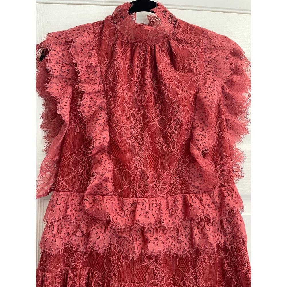 EYELASH-LACE MIDI-DRESS IN RUST - Picture 7 of 11